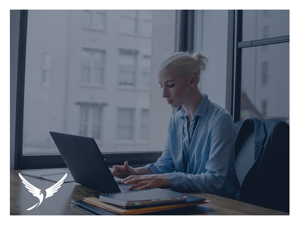 Woman working at her desk